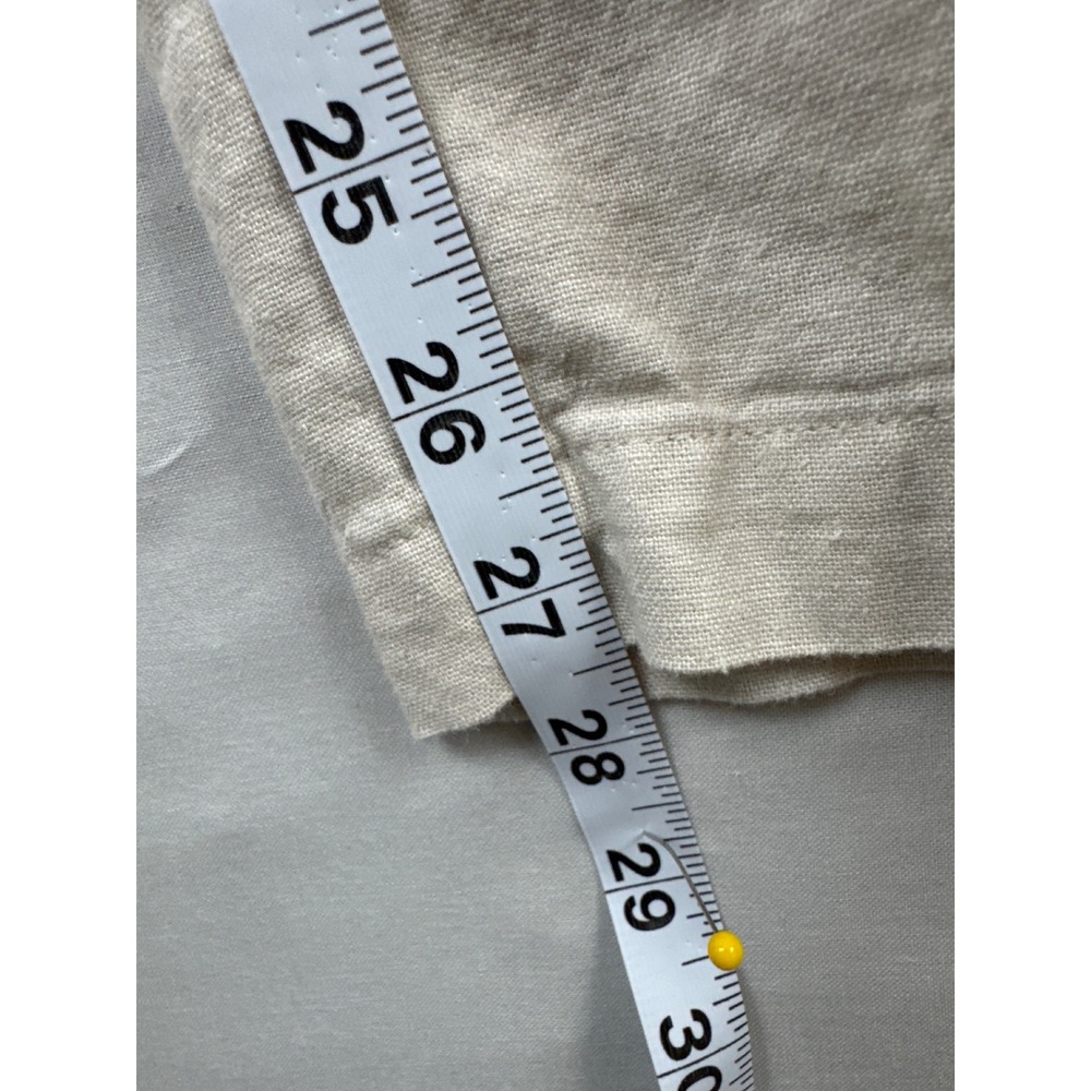 Calligraphie Linen Blend Wide Leg Pants Womens L Beige Excellent Paperbag Slit - Picture 9 of 10